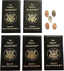 5 Penny Passport Souvenir Elongated Coin Albums With Free Pressed Pennies