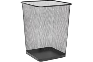 Winnable Metal Mesh Square Wastebasket, 25 L/6.6 Gal, Black