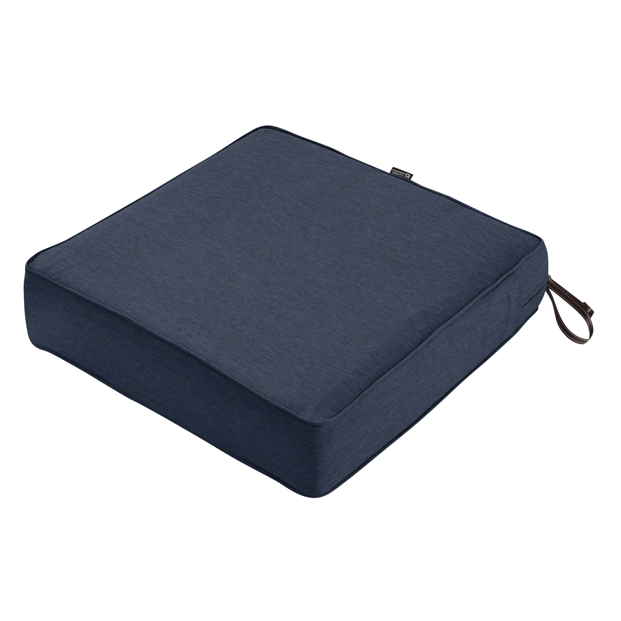 Classic Accessories Montlake FadeSafe Water-Resistant 23 x 23 x 5 Inch Outdoor Seat Cushion, Outdoor Chair Cushion, Heather Indigo Blue, Outdoor Chair Cushions, Patio Chair Cushions, Patio Cushions