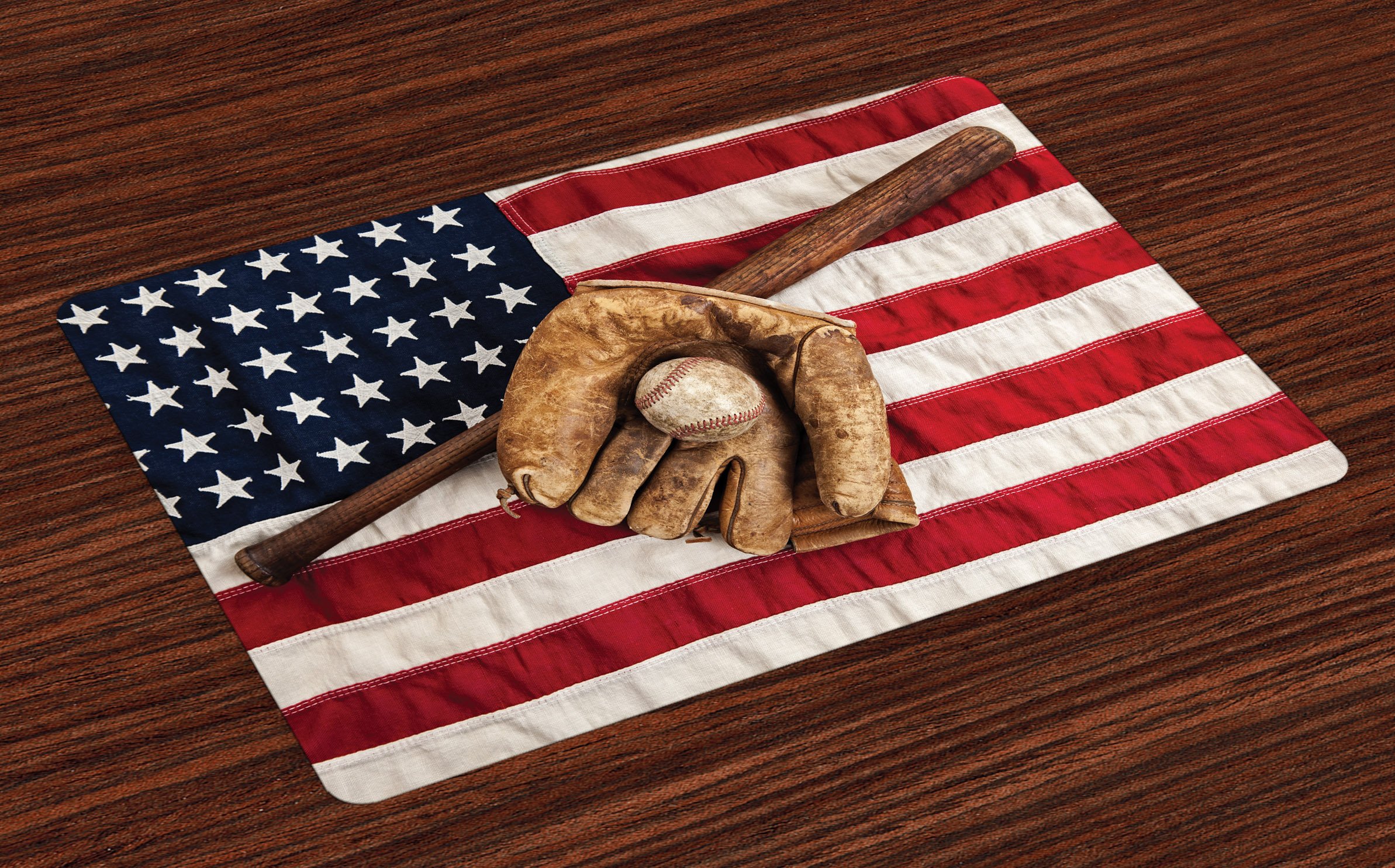 Ambesonne Baseball Place Mats Set of 4, Vintage Baseball League