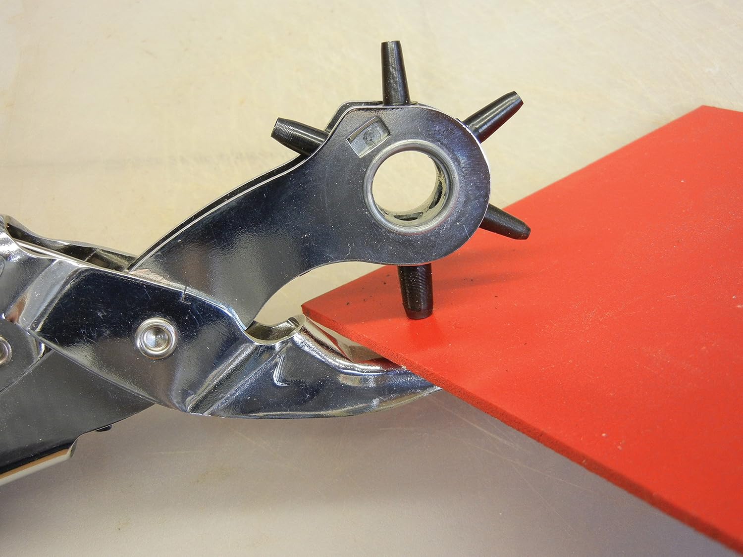 General Tools 73 Heavy Duty Revolving Punch Plier, Leather Hole Punch For Belts, Pet Collars, Handbags, Multi Hole Sizes (inches): 5/64, 3/32, 7/64, 1/8, 5/32, 3/16 - - 