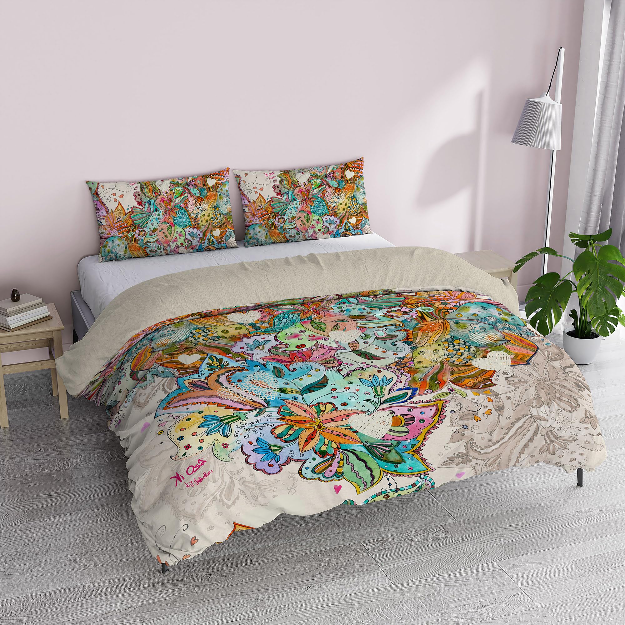 Italian Bed Linen Duvet Cover Set, 100% Cotton, Digital Print KI-OSA, KIO-660, Double