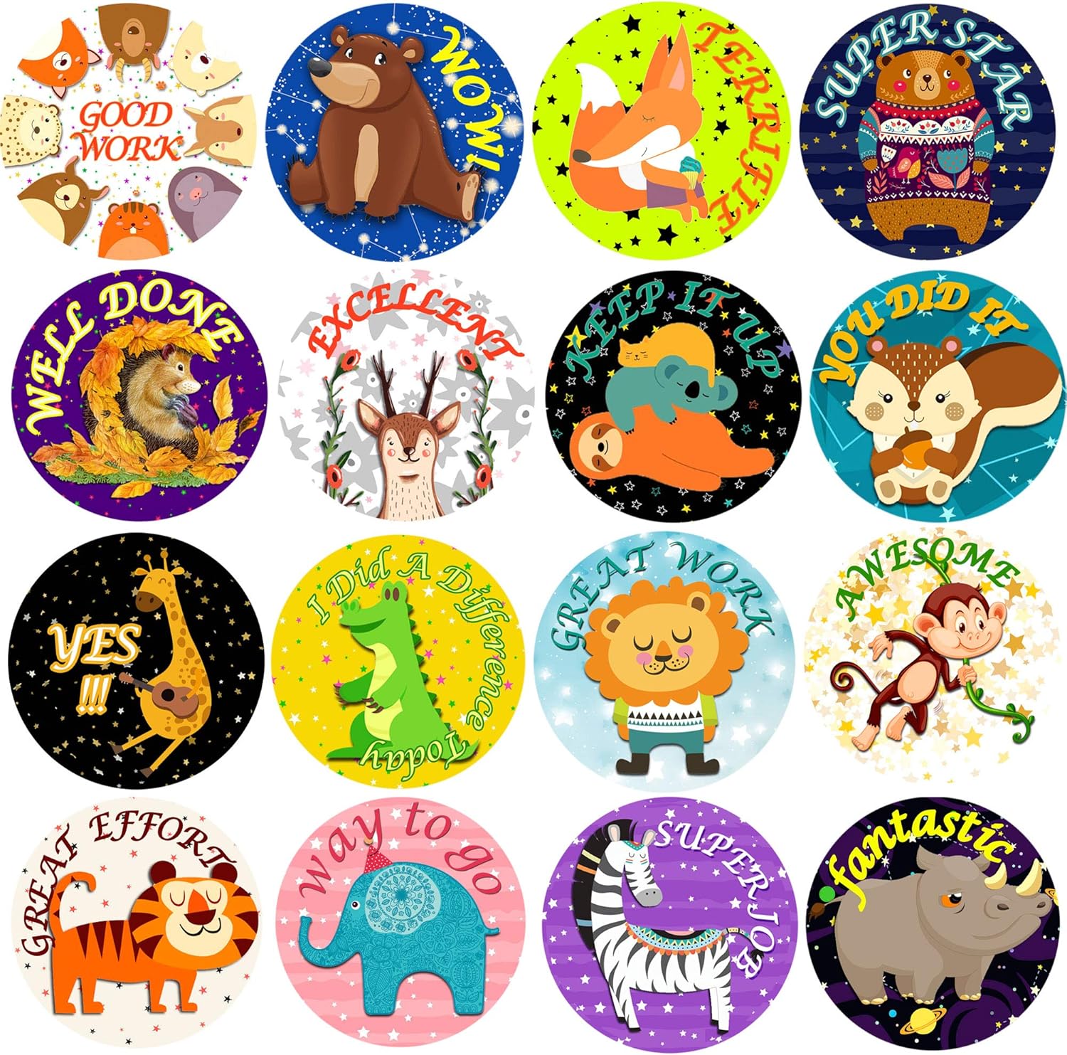 800Pcs Animal Reward Stickers for Kids 2 Rolls 13/5 Inch