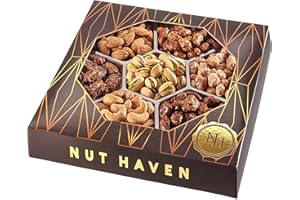 NUT HAVEN Holiday Nuts Gift Basket - Extra Large Assortment Of Sweet & Roasted Salted Gourmet Nuts - Assorted Food Gift Box for Christmas, Thanksgiving, Fathers Day, Mothers Day, Sympathy, Family, Men & Women