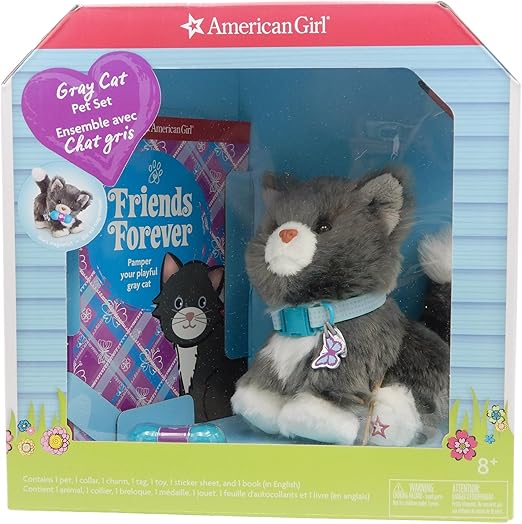 american girl gray cat pet set