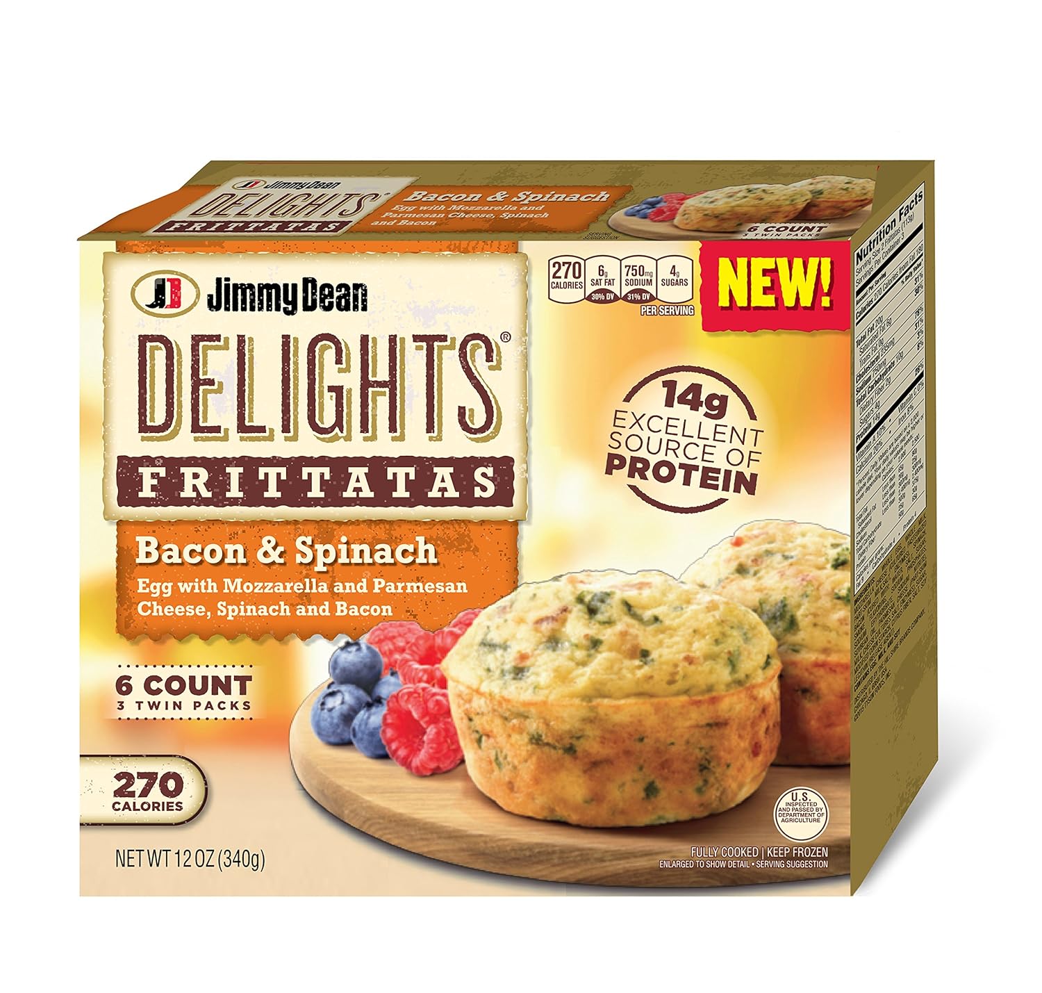 Jimmy Dean, Bacon Spinach Delight Frittata, 6 ct (frozen ...