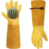 SAWIDIER Thorn Proof Gardening Gloves for Women and Men, Breathable Long Sleeve Leather Gloves for Rose and Cactus Pruning, Heavy Duty Adjustable Cuff Garden Work Gloves, Ideal Gardening Gifts