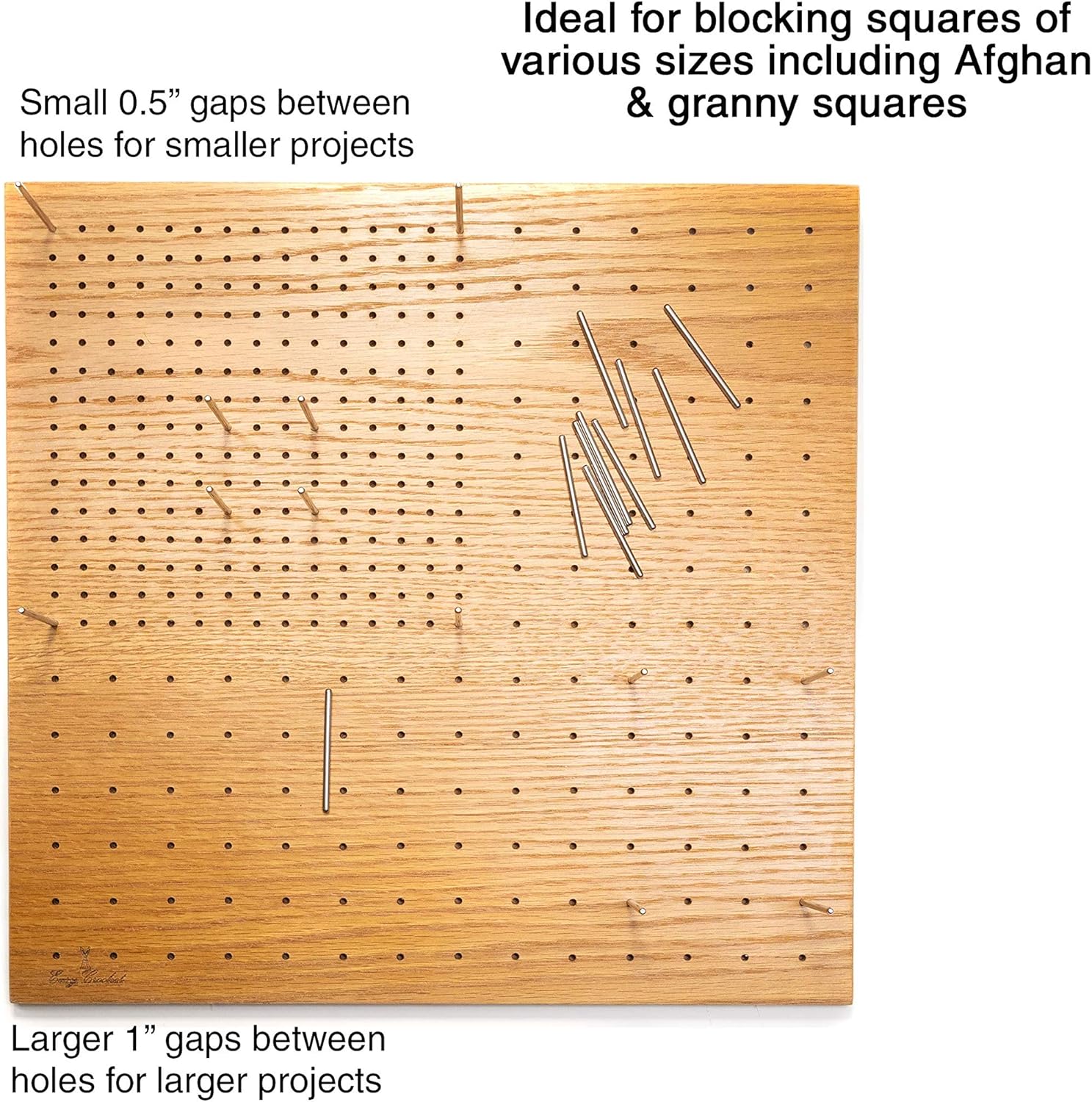Easy Crochet - Blocking Board for Crochet and Knitting - Wooden Blocking Mats for Knitting 20 Stainless Steel Pins and Pin Holder - Image 3