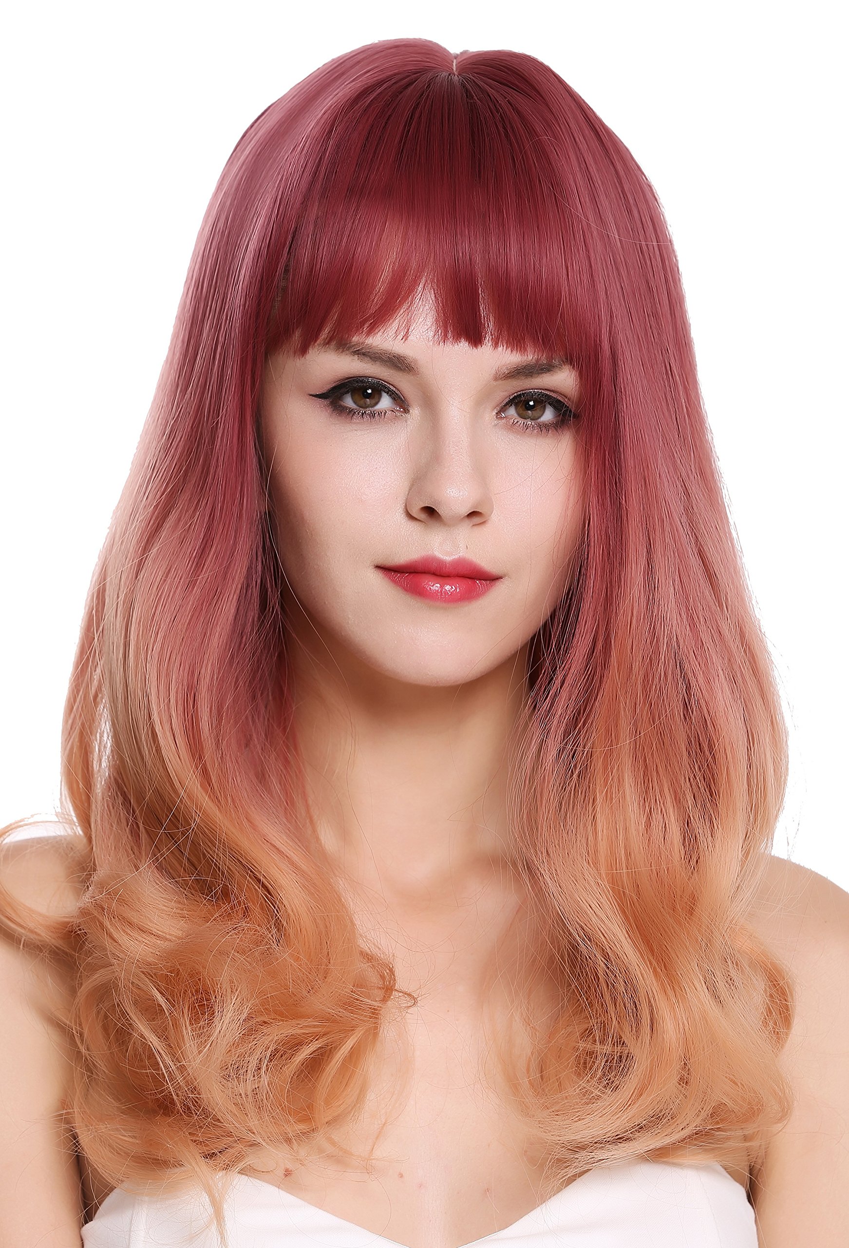 WIG ME UP - MS1733-1344R716 Quality women's wig long fringe sleek curly hair tips Balayage mix purple orange blonde lady