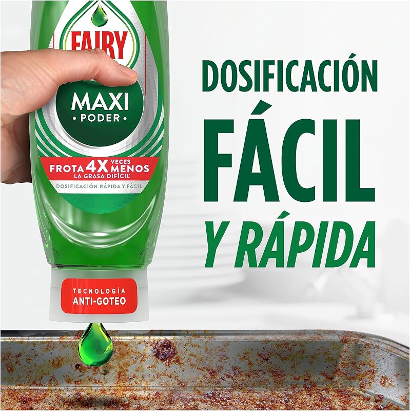 Máquina de lavar louça líquida de mão fairy maxi power, 3,6 l (8 x 450 ml), com poder antigordura, fácil limpeza pratos, panelas e frigideiras mais gordurosos