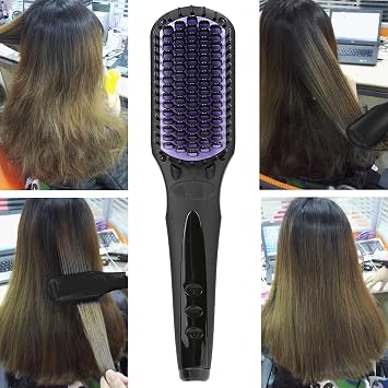 Amazon.com: Digital Doble anión Spray anti estático Pincel peine plancha de  pelo de cerámica con visualización LCD, Negro: Beauty