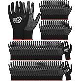 Potchen 72 Pairs Gardening Work Gloves Bulk for Men Women, Rubber Coated Garden Multipack Safety Construction Glove