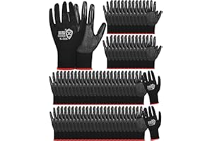 Potchen 72 Pairs Gardening Work Gloves Bulk for Men Women, Rubber Coated Garden Multipack Safety Construction Glove