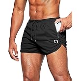 G Gradual Men's Running Shorts 3 Inch Quick Dry Gym Athletic Jogging Shorts with Zipper Pockets