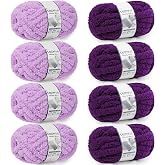 Cozyful Chunky Yarn for Hand Knitting - #10 Chunky Chenille Yarn, Jumbo Big Thick Chunky Yarns for Crocheting, Super Bulky Chunky Knit Blanket Yarns, 8 Skein (22yd, 8oz/Skein), Multi Purple