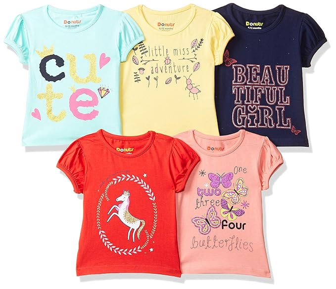 Baby-Girls Regular fit T-Shirt (Pack of 5)