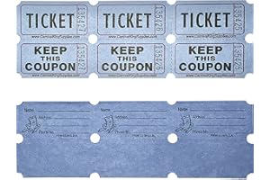 CK PRODUCTS 100 Blue Colored Raffle Tickets Double Roll 50/50 Carnival Fair Split The Pot One Hundred Consecutively Numbered Fundraiser Festival Event Party Door Prize Drawing Perforated Stubs