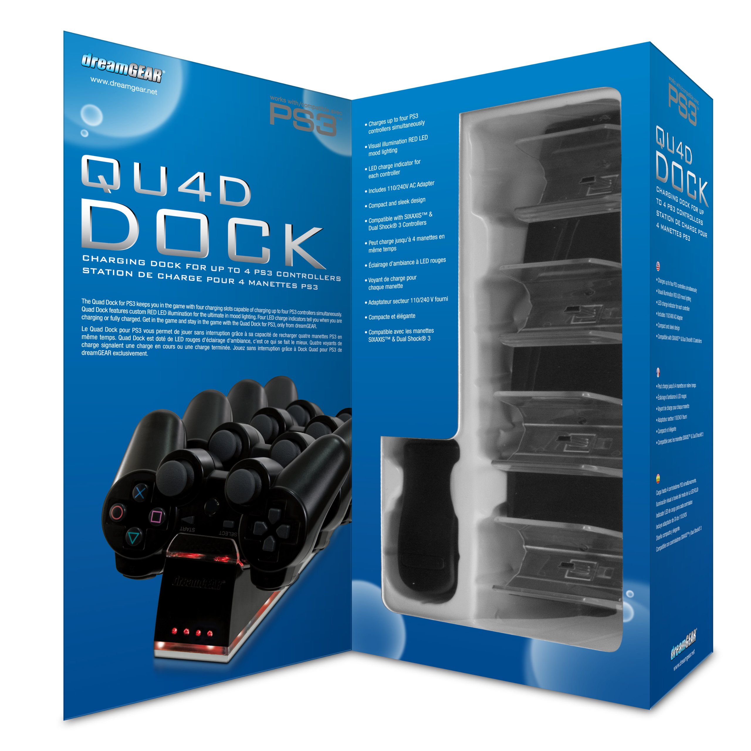 dreamGEAR PS3 Quad Charging Dock charges up to four PS3 controllers