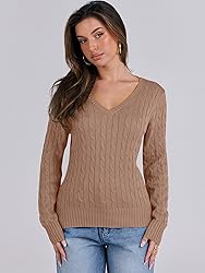 ANRABESS Womens Long Sleeve Cable Knit Sweater 2025