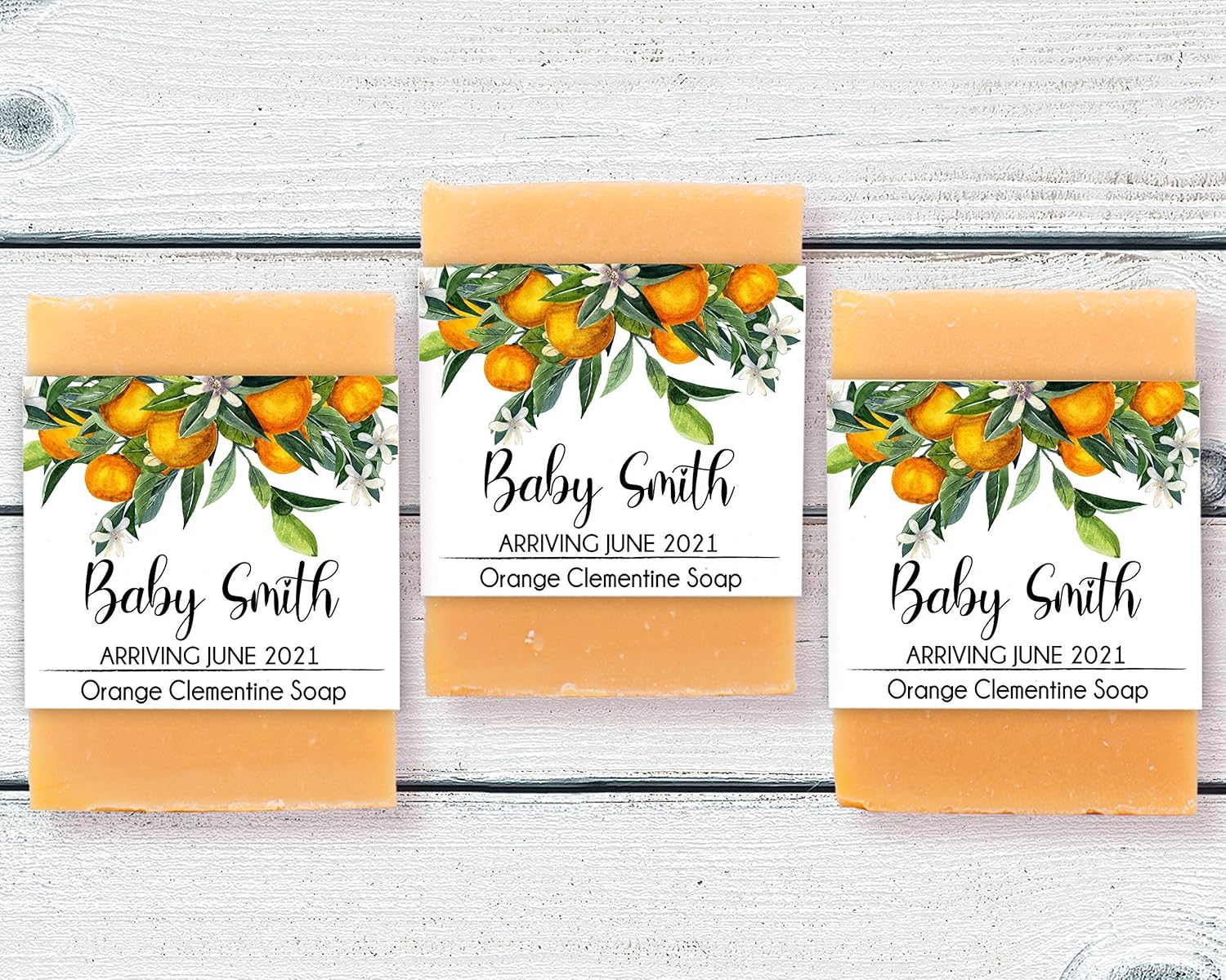 Cutie Baby Shower Soaps, Orange Soap Favors, Set of 10