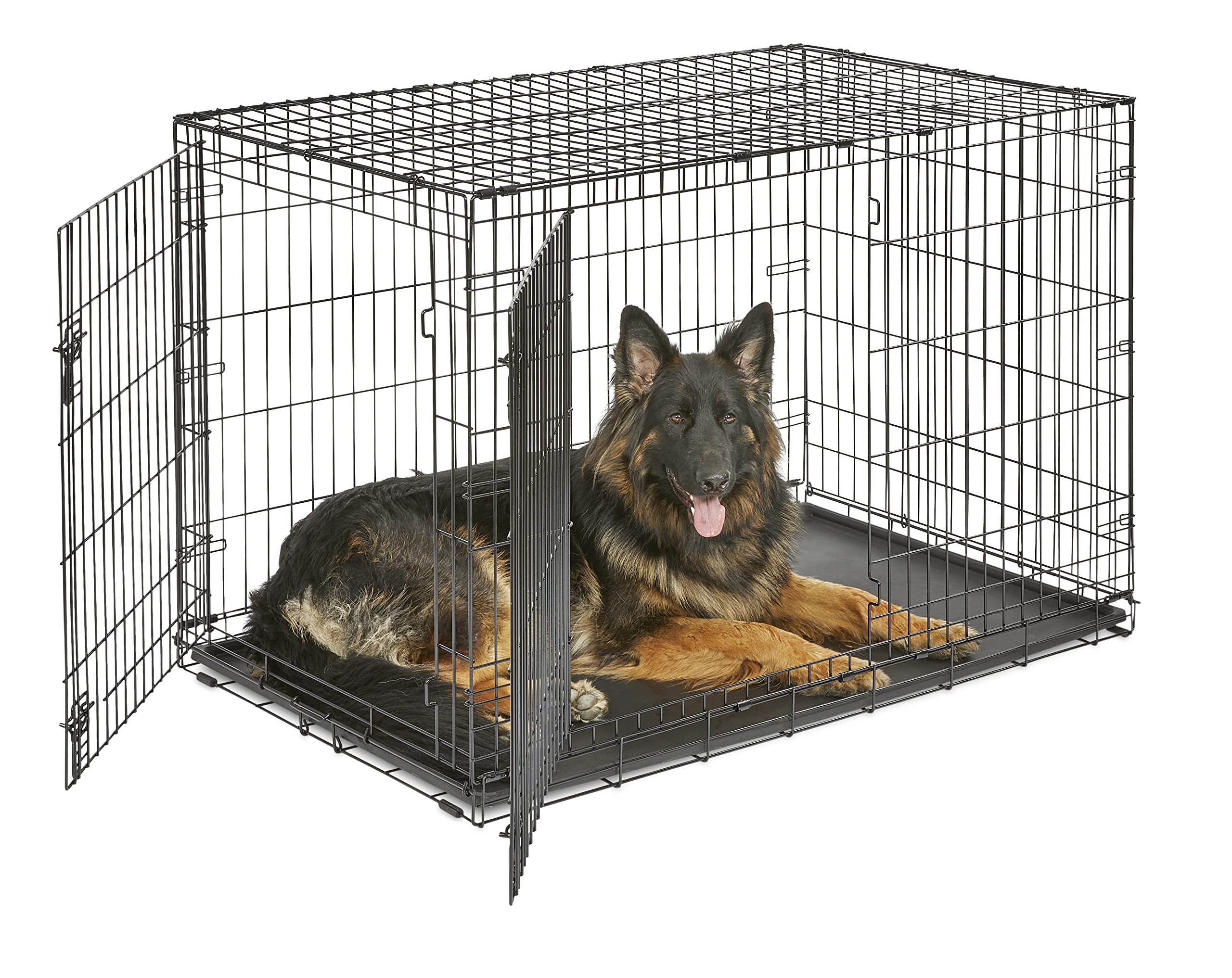 Photo 1 of New World Newly Enhanced Double Door New World Dog Crate, Includes Leak-Proof Pan, Floor Protecting Feet, & New Patented Features, 48 Inch