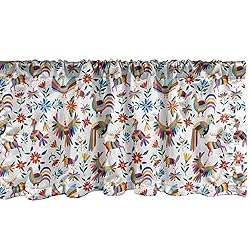 Ambesonne Mexican Window Valance, Traditional Latin