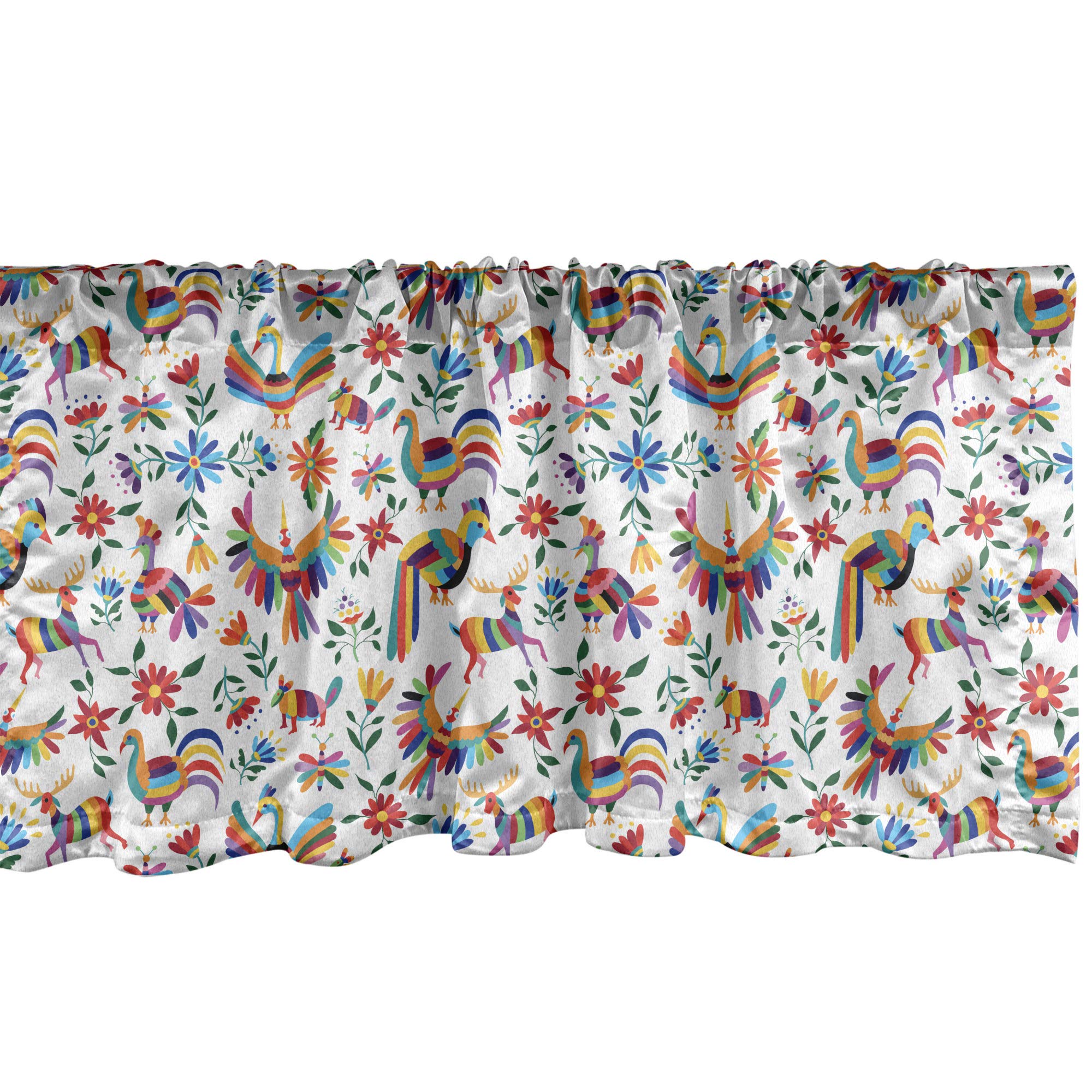Ambesonne Mexican Window Valance, Traditional Latin