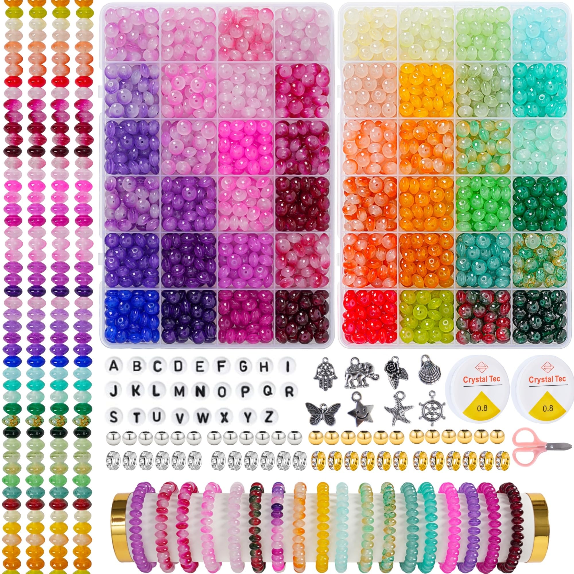 Photo 1 of 1500 Pieces 5 * 8mm Abacus Glass Beads for Jewelry Making,48 Colors Special Glass Beads Friendship Beads for Bracelet Necklaces Making and DIY Crafts,Great Gifts for 6-Year-Old Girls