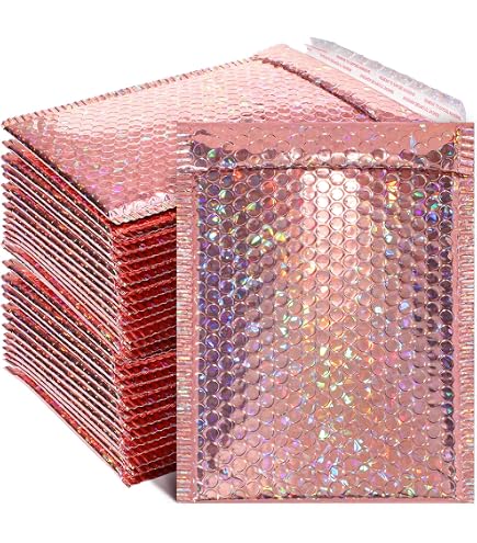 50 #2 Glamour Metallic Gold Poly Bubble Shipping Mailers – 8.5x12, ProLine, Bubble-Lined