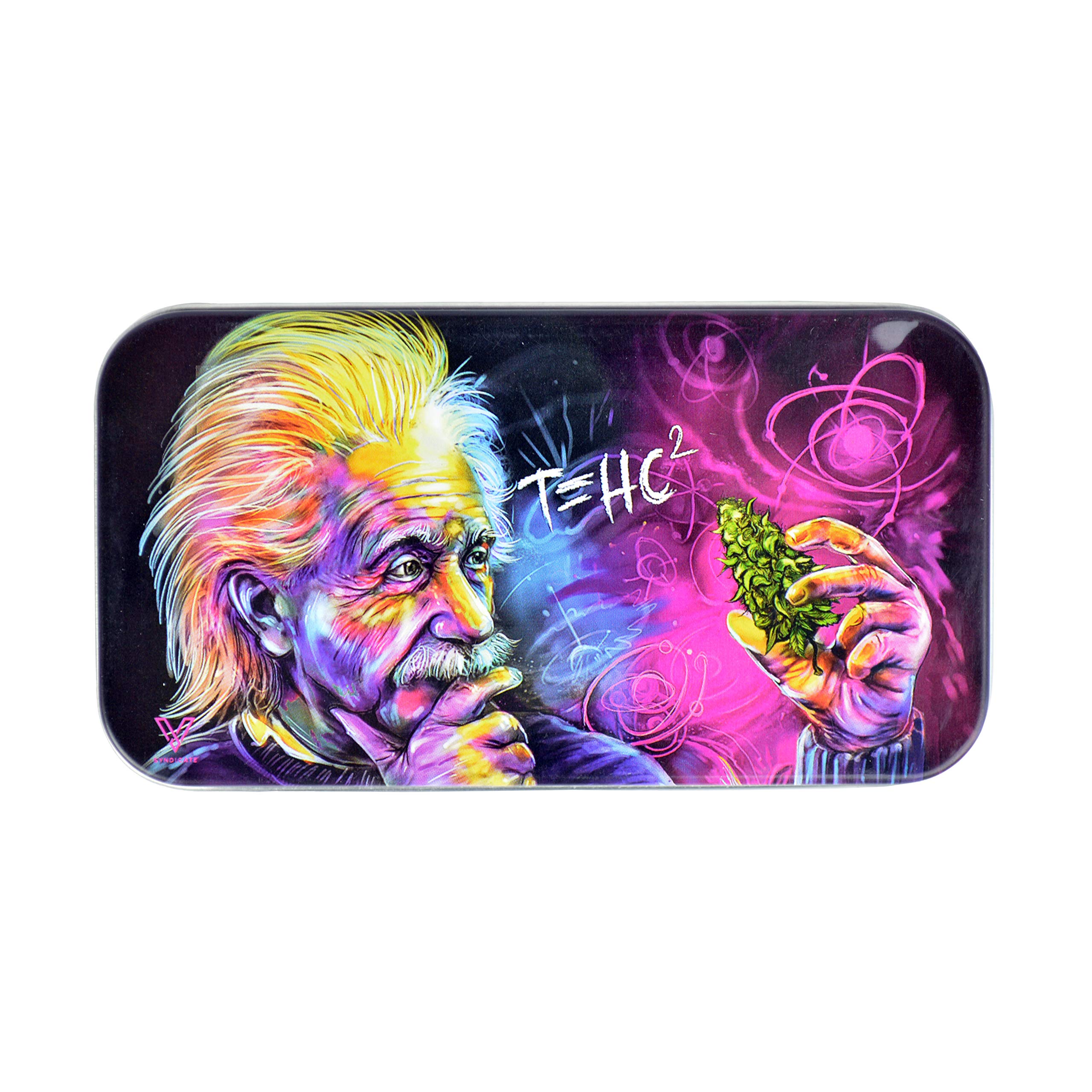 V Syndicate 50g Tobacco Tin Case - T=HC2 Einstein Design - 12cm x 6cm