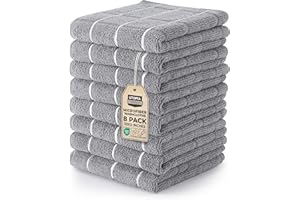 Utopia Towels 8 Pack Wash Cloths Set, 12 by 12 Inches, Highly Absorbent and Super Soft Microfiber Fingertip Towels, Multi-Purpose Washcloths for Bathroom, Hotel, Spa, and Gym (Grey)