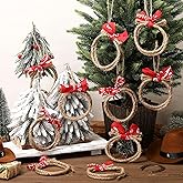 Fanfanwin 24 Pcs Hemp Rope Western Christmas Tree Ornament Country Western Party Decorations Cowboy Hanging Decoration Paisley Cowboy Bandana Rustic Holiday Xmas Baubles for Tree Home Gift