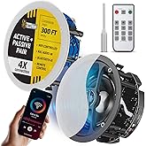LionBeam™ Wi-Fi & Bluetooth Ceiling Speakers 6.5" Flush Mount Ceiling & in Wall Speakers Active Passive Pair 60W Amplifier with Remote Control Speaker for Home Theaters Indoor Outdoor Wall Speaker