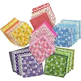 Cotton Quilting Fabric Squares, 42 Piece, 5x5 Inch, Pre-Cut | Floral Patchwork Bundle, Red, Pink, Yellow, Green, Blue, Purple, DIY Sewing, Scrapbooking, Craft Projects