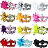 Chivao 12 Pieces Masquerade Mask Women Venetian Ball Prom Half Vintage Masks for Mardi Gras Carnival Fancy Dress Party