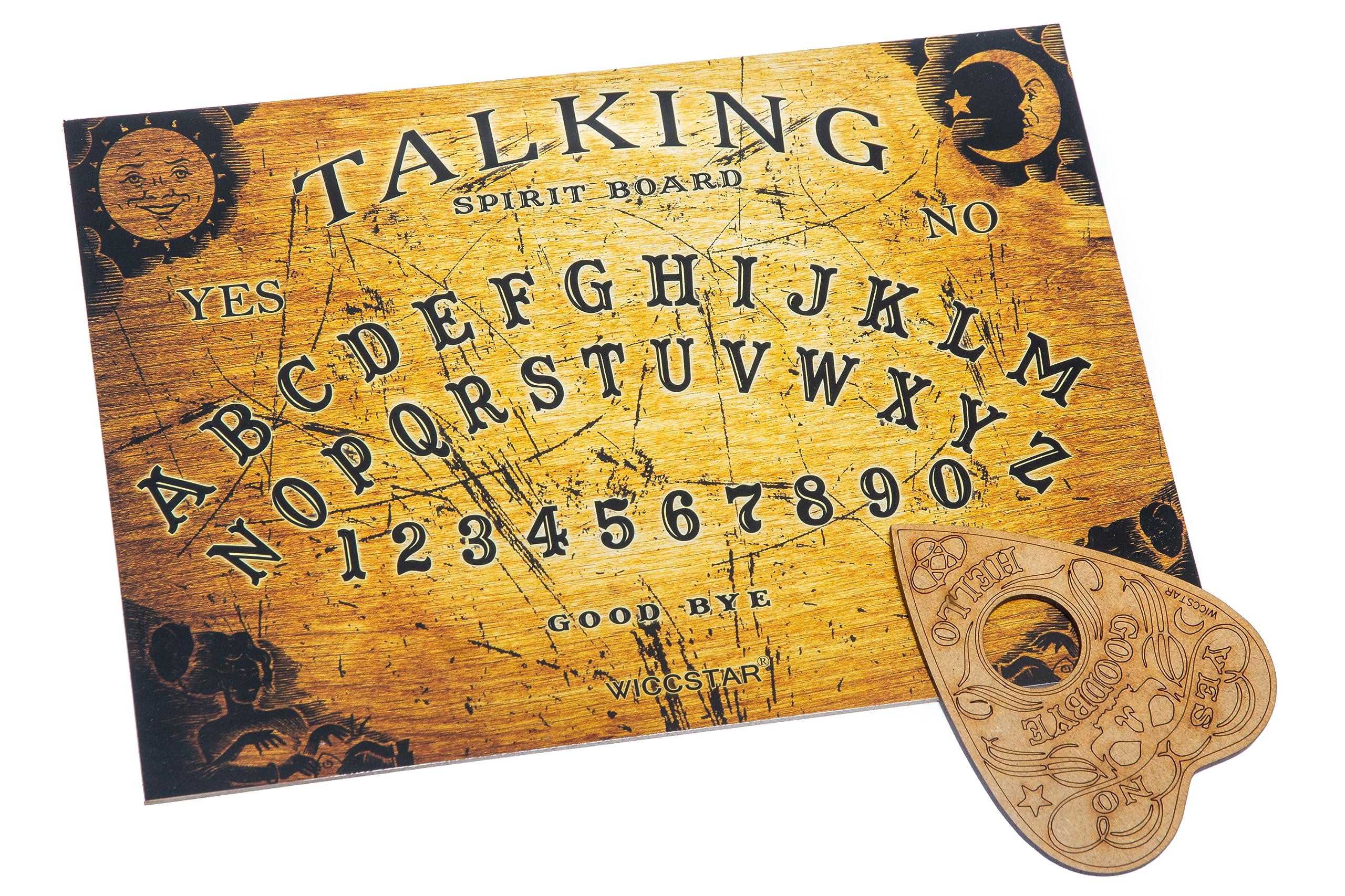 Wooden Ouija Board game with Planchette and detailed instruction for spirit hunt