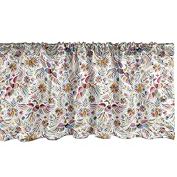Ambesonne Mexican Window Valance, Colorful Nature