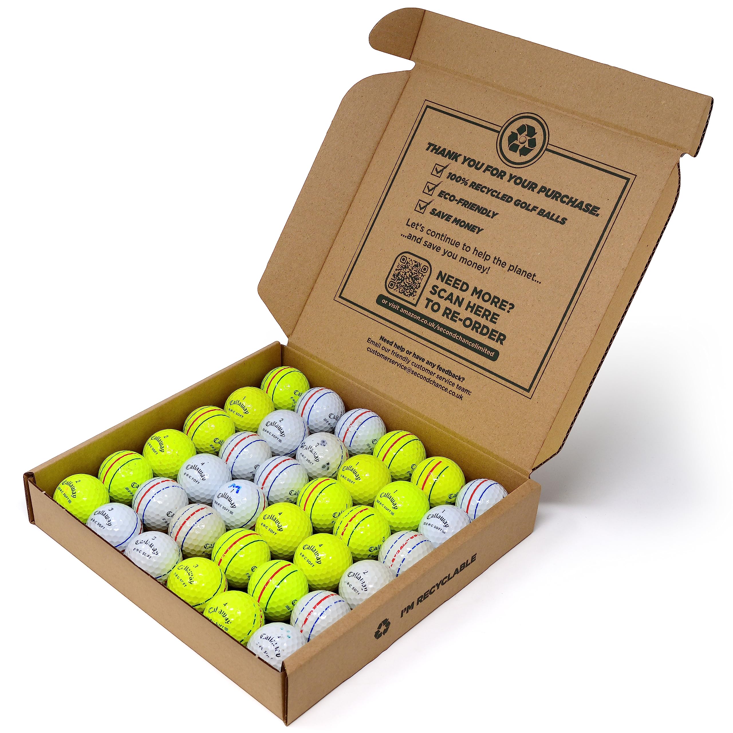 Second Chance 36 Callaway ERC White and Yellow Grade B Lake Golf Balls