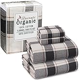 RUVANTI Flannel Sheets Queen Size - GOTS Certified 100% Organic Cotton, 4 Piece Warm, Soft & Breathable Set, Deep Pocket Snug Fit, Double Brushed Cozy All Season Bedding, Go Coral