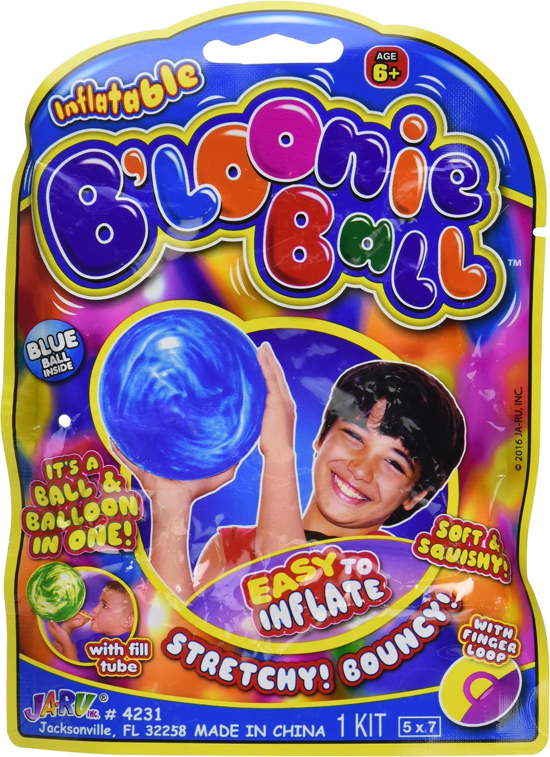 Good Things Inc. B'Loonie Ball, Inflatable, Plastic, Blue, 1-pack