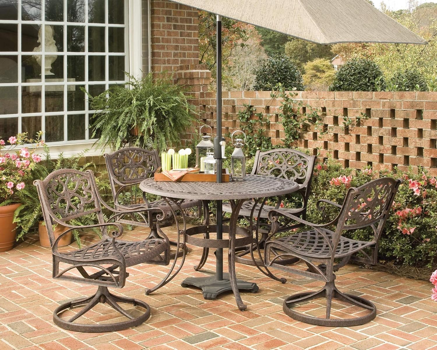 homestyles 6655-30 Outdoor Dining Table, 42Lx42Dx28.75H, Bronze : Garden & Outdoor