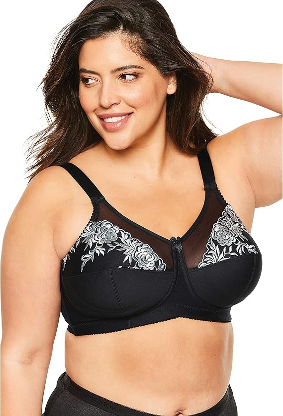 Elila Women's Plus Size Embroidered Wireless Bra at Amazon Women’s