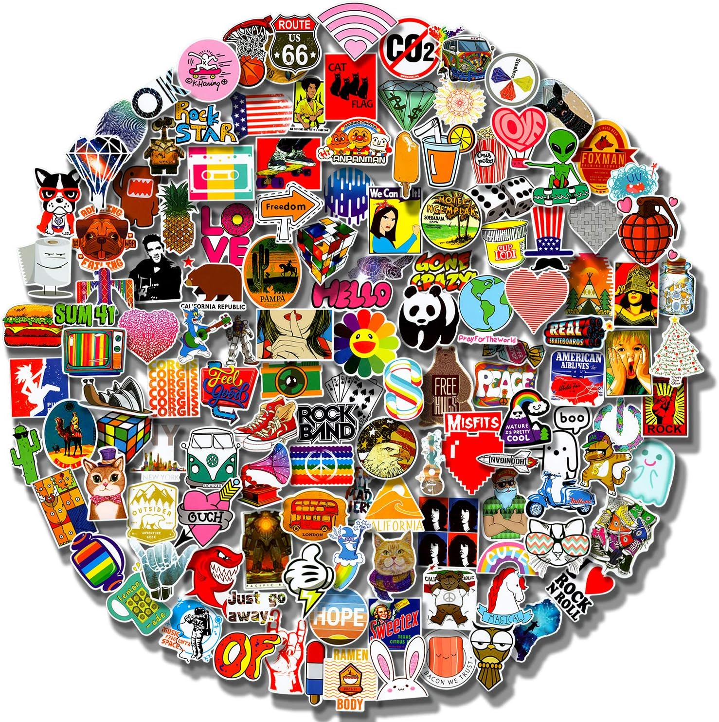 Cool Stickers 200Pcs Pack (50-500Pcs/Pack) Laptop Stickers for Waterbottle,Snowboard,Luggage,Motorcycle,iPhone,Mac