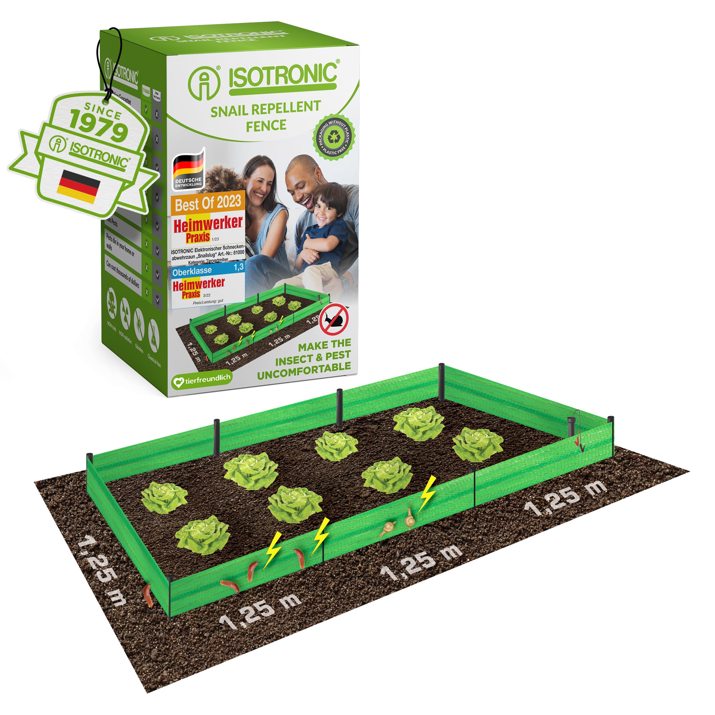 ISOTRONIC Electric Snail Fence, 10 m, Battery-Operated Power Fence to Protect Against Snails in Beds and Raised Beds, Effective Snail Protection, Environmentally Friendly and Animal-Friendly, Easy