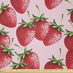Ambesonne Red Fabric by The Yard, Delicious Big