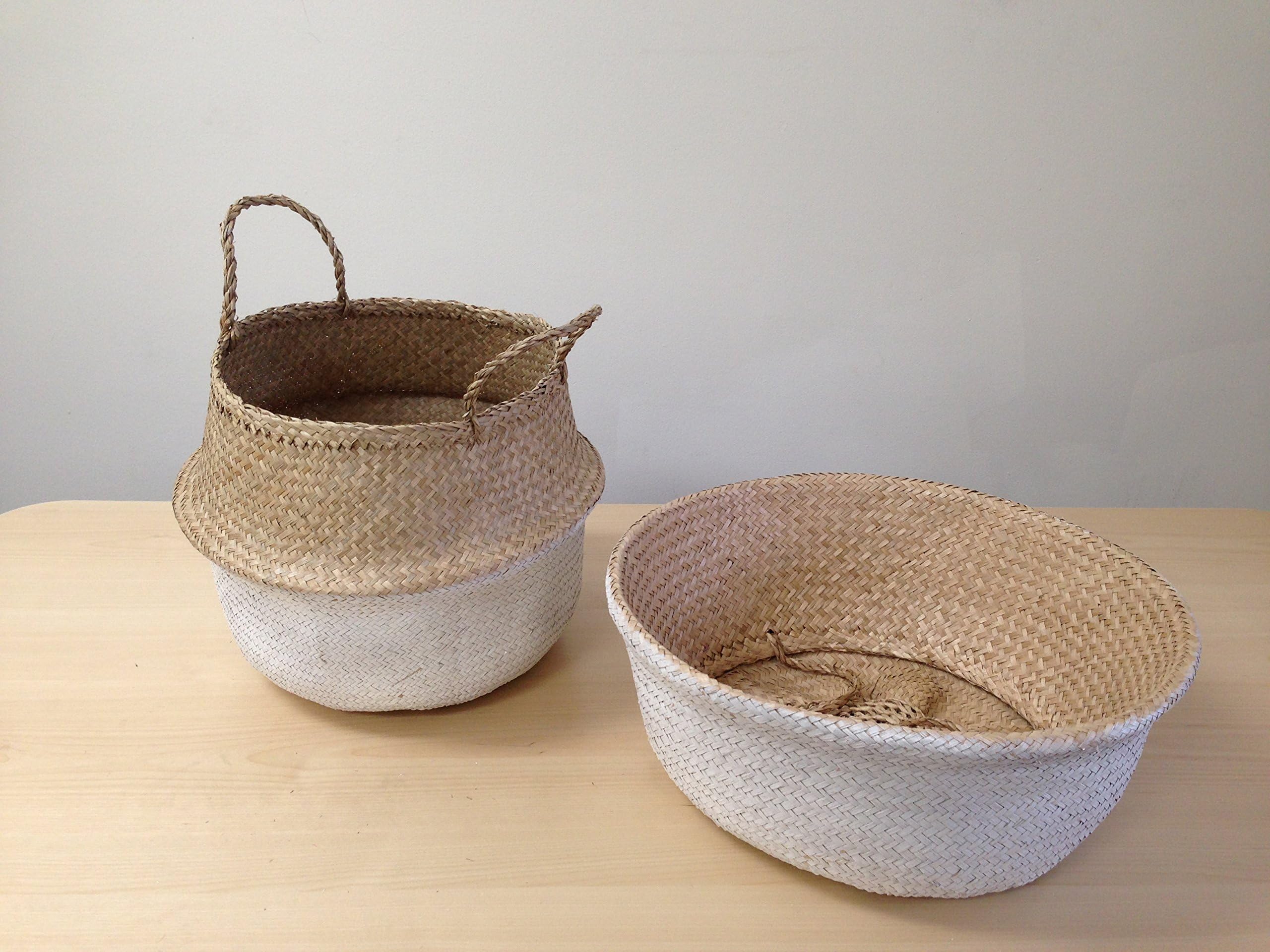 Dipped White Sea Grass Belly Basket Panier Boule Storage Nursery Toy Laundry Easter 1 PC