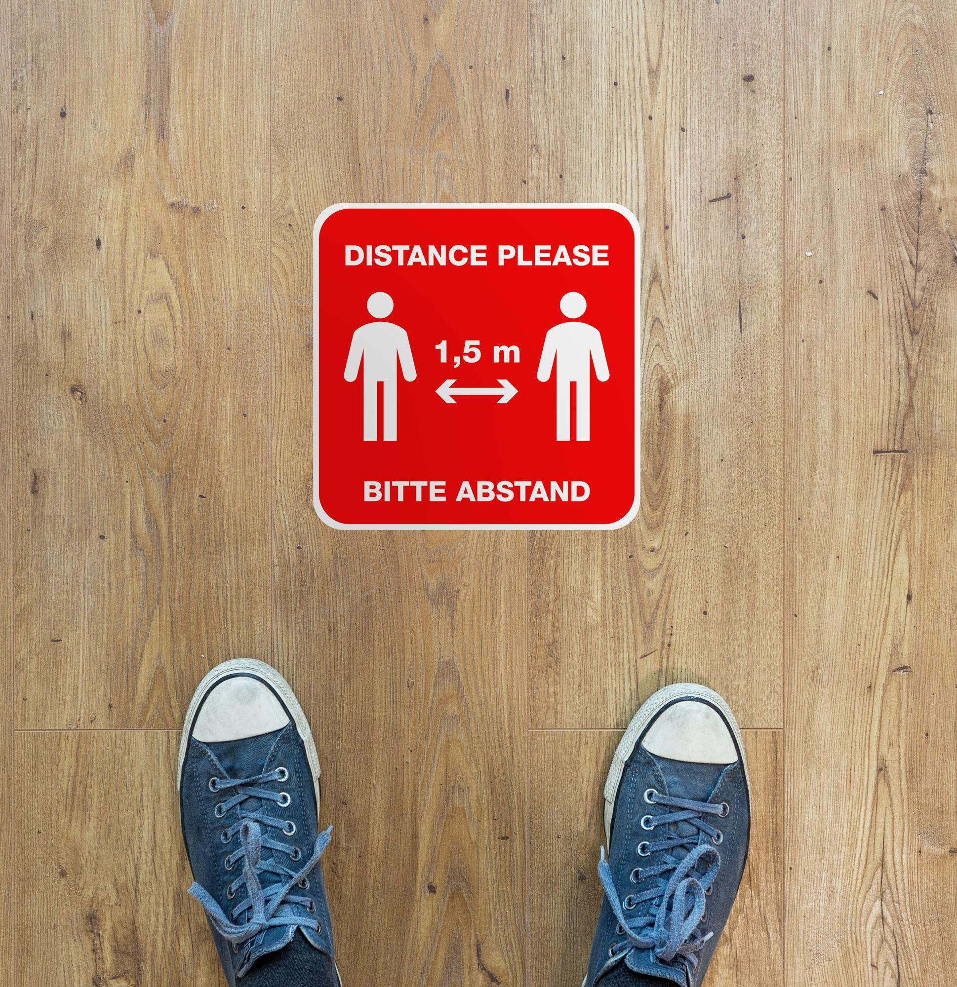 Komar 14811 2 High Quality Floor Stickers Distance 31 x 31 cm Non-Slip Floor Sticker Warning Corona Safety Distance
