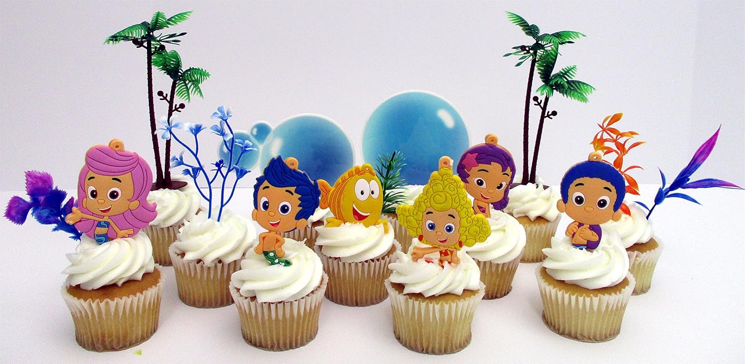 Amazon Com Bubble Guppies Birthday Cake Cupcake Topper Set