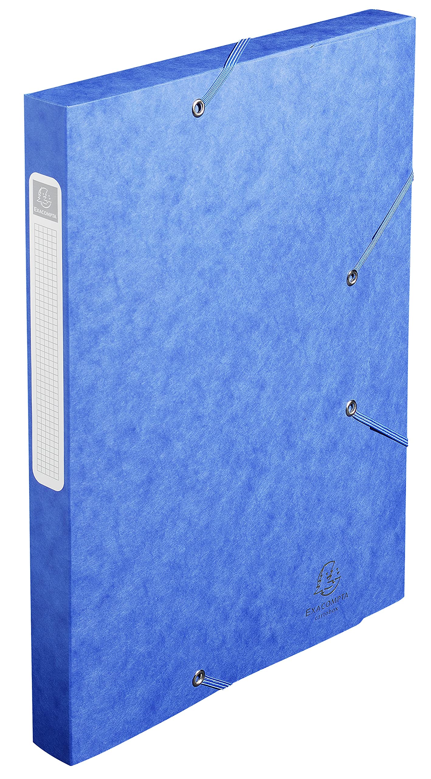 Exacompta - Ref 18505H - Cartobox Pressboard Filing Box - 25 x 33cm, Suitable for A4 Documents, Elastic Straps on 2 Corners, 25mm Spine, FSC-Certified - Blue