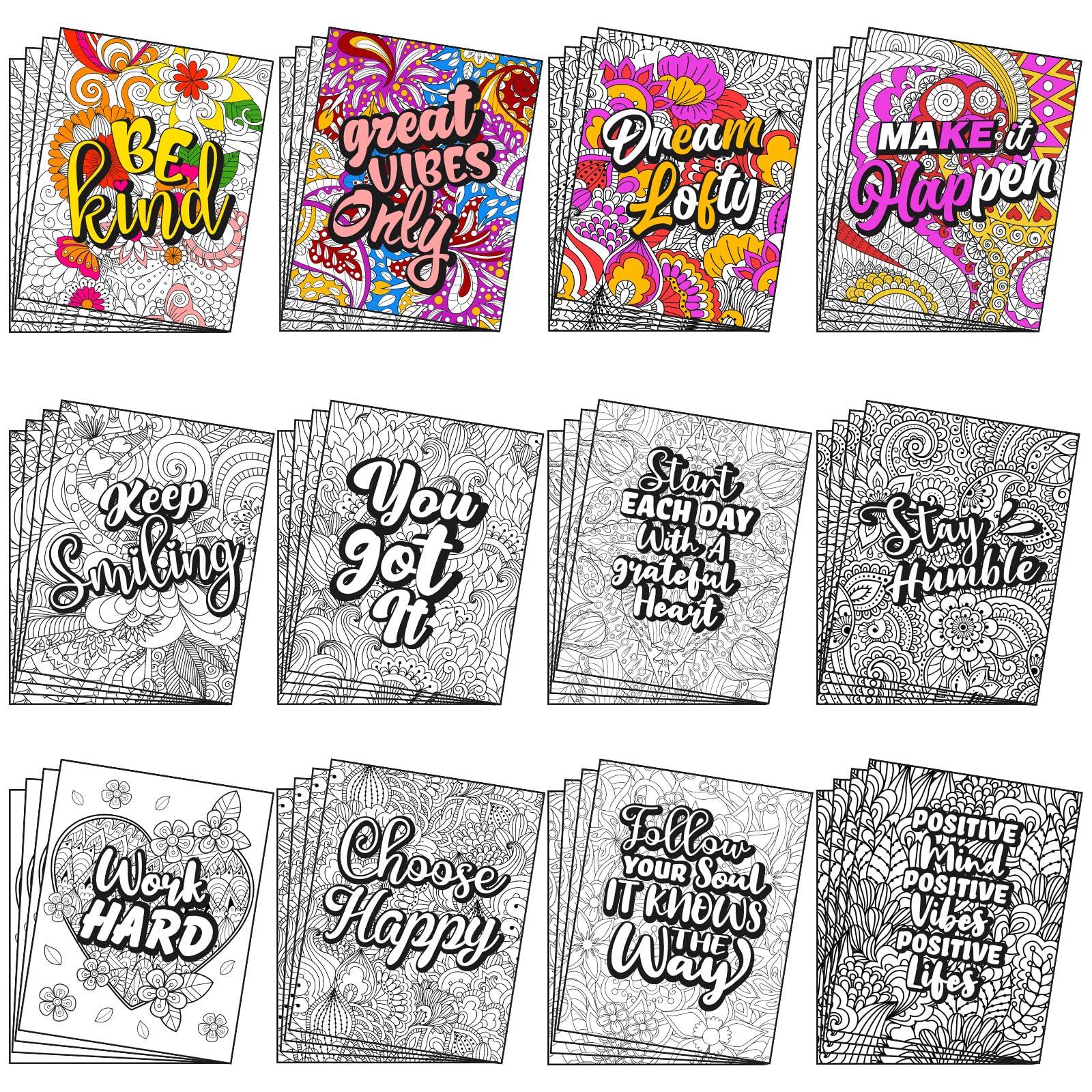 Photo 1 of Geyoga 48 Pcs Mandala Coloring Cardstock for Adult Bulk Mandala Patterns Drawing Coloring Posters Cards 11 x 8.26'' Inspirational Positive Stress Relieving Activity Craft